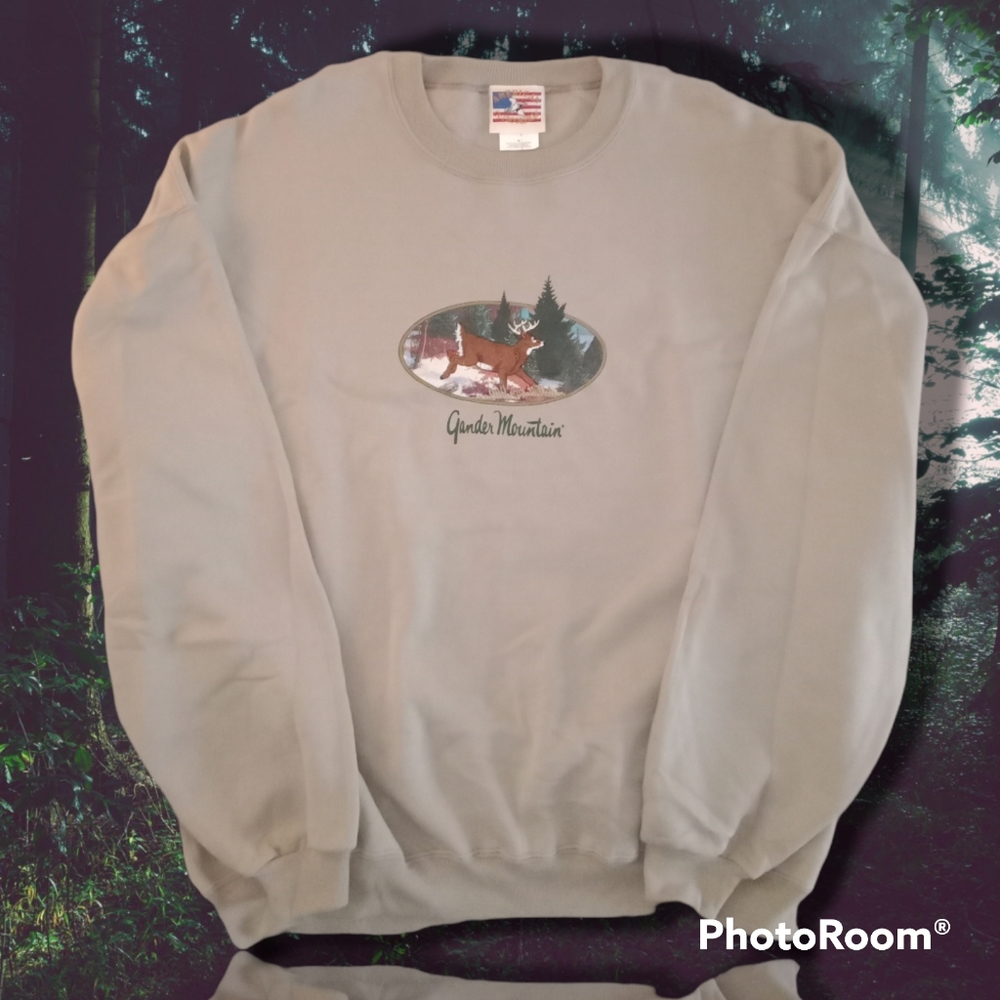 Authentic Gander Mountain Deer Adult Beige 2XL Sweatshirt